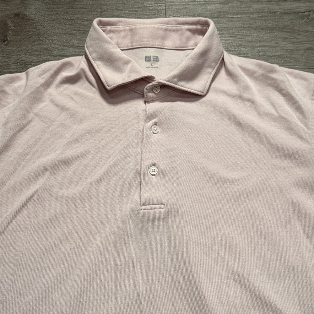 UNIQLO Polo Shirt Mens Large Pink Performance Cotton Nylon Blend Preppy Adult
